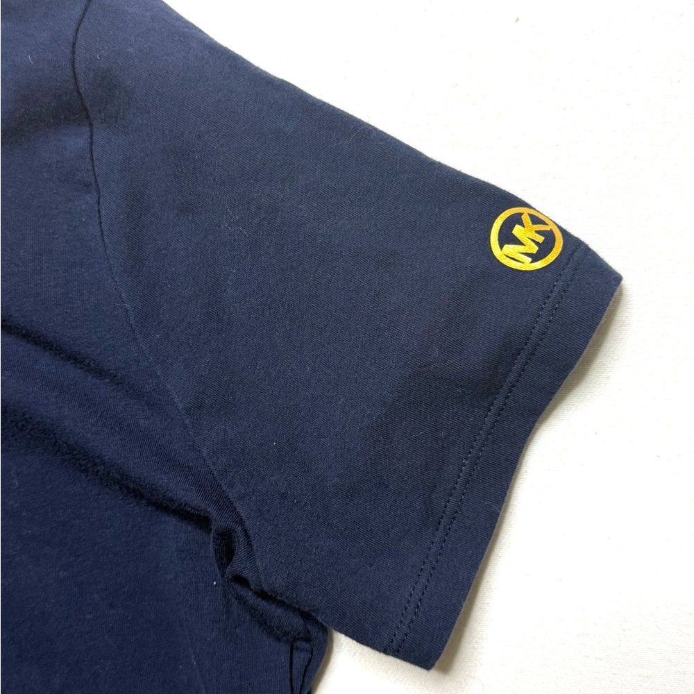 Michael Kors Navy Blue Ruched Side Short Sleeve Dress Size Large - Picture 6 of 10